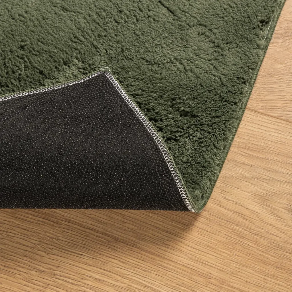 Rug HUARTE Short Pile Soft and Washable Forest Green 200x200 cm