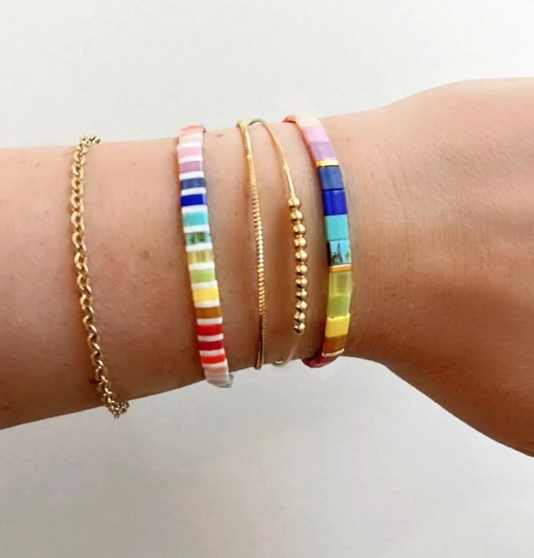 SHOW YOUR COLORS - Stack of 3 Tila Bead Bracelets