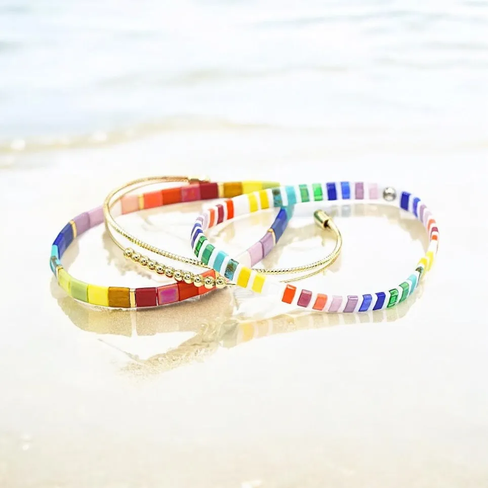 SHOW YOUR COLORS - Stack of 3 Tila Bead Bracelets