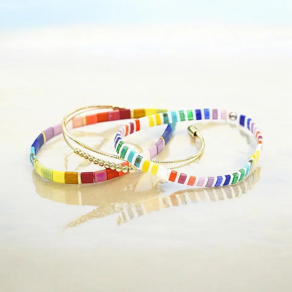 SHOW YOUR COLORS - Stack of 3 Tila Bead Bracelets