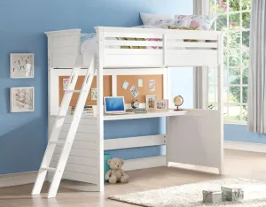 Simone Twin Loft Bed w/Desk, White