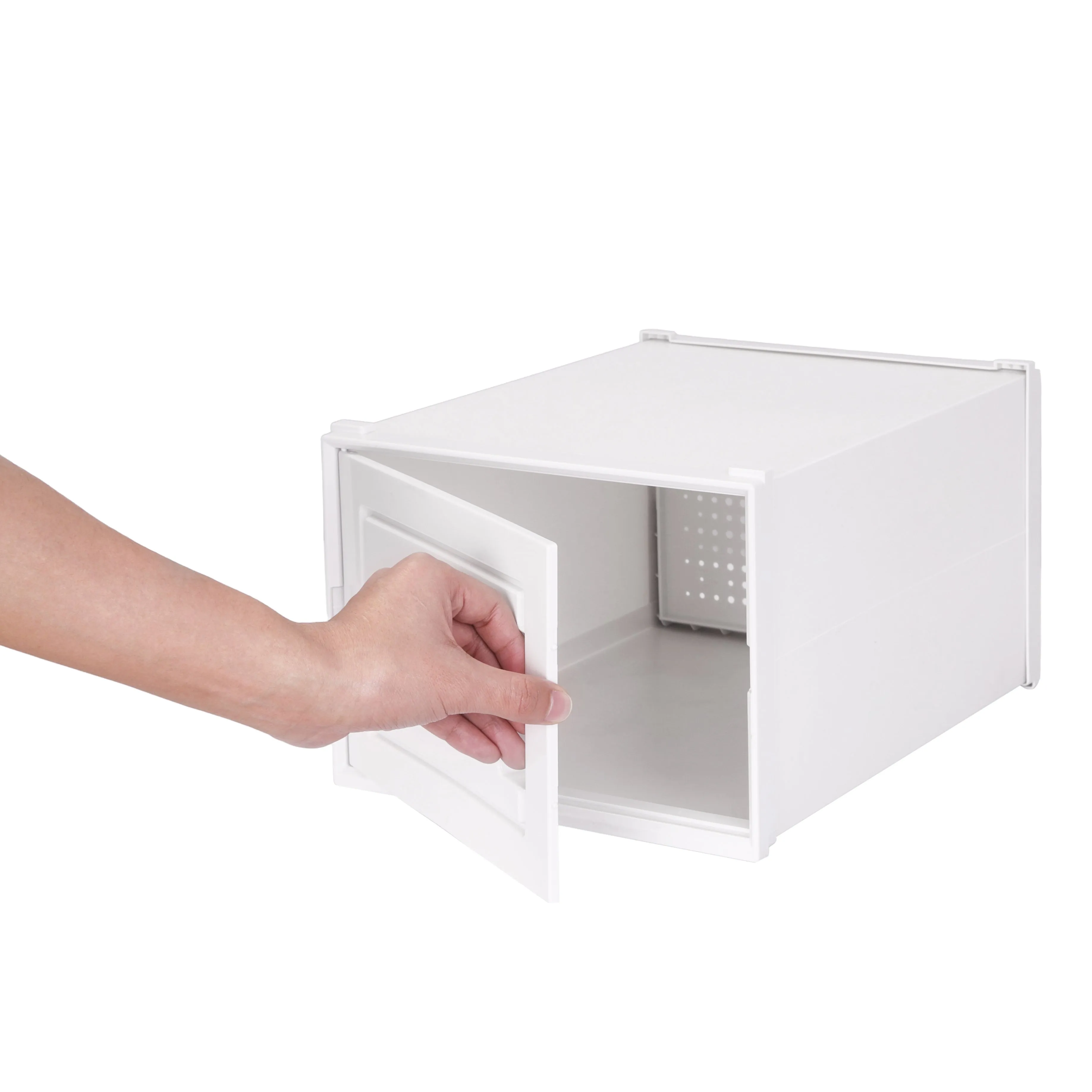 Stackable Shoe Boxes,12 Cube Storage Unit, with Door, White