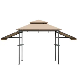 Tangkula 13.5x4 Ft Grill Gazebo with Dual Side Awnings, Double Tier BBQ Gazebo with 2 Side Shelves