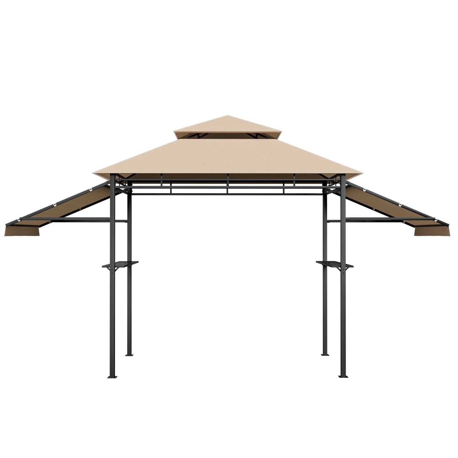 Tangkula 13.5x4 Ft Grill Gazebo with Dual Side Awnings, Double Tier BBQ Gazebo with 2 Side Shelves