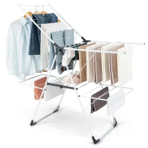 Tangkula 2-Level Laundry Drying Rack, Foldable Clothes Drying Rack with Height Adjustable Wings