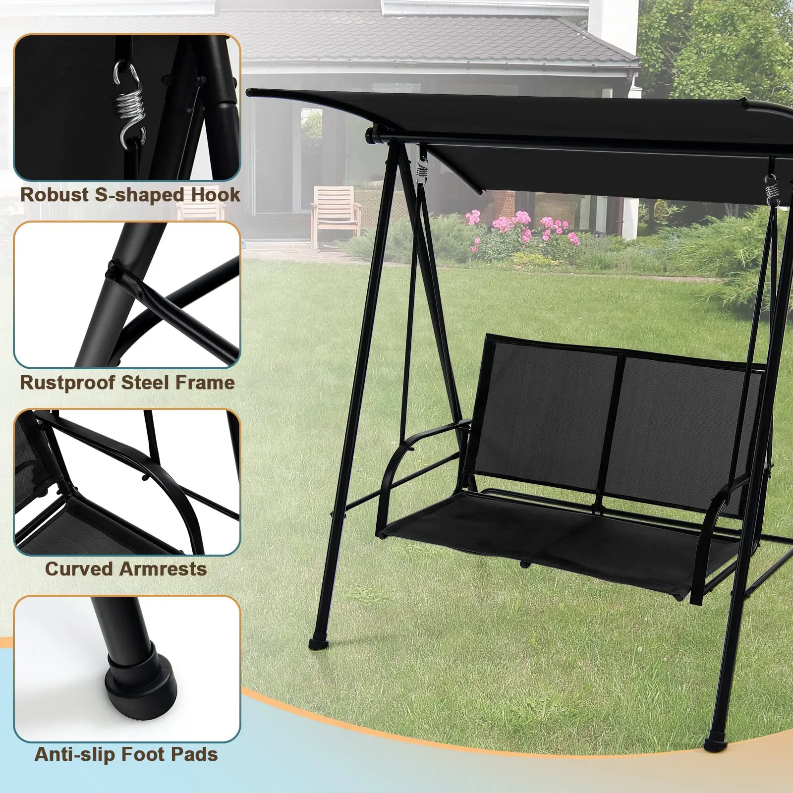 Tangkula 2 Person Porch Swing