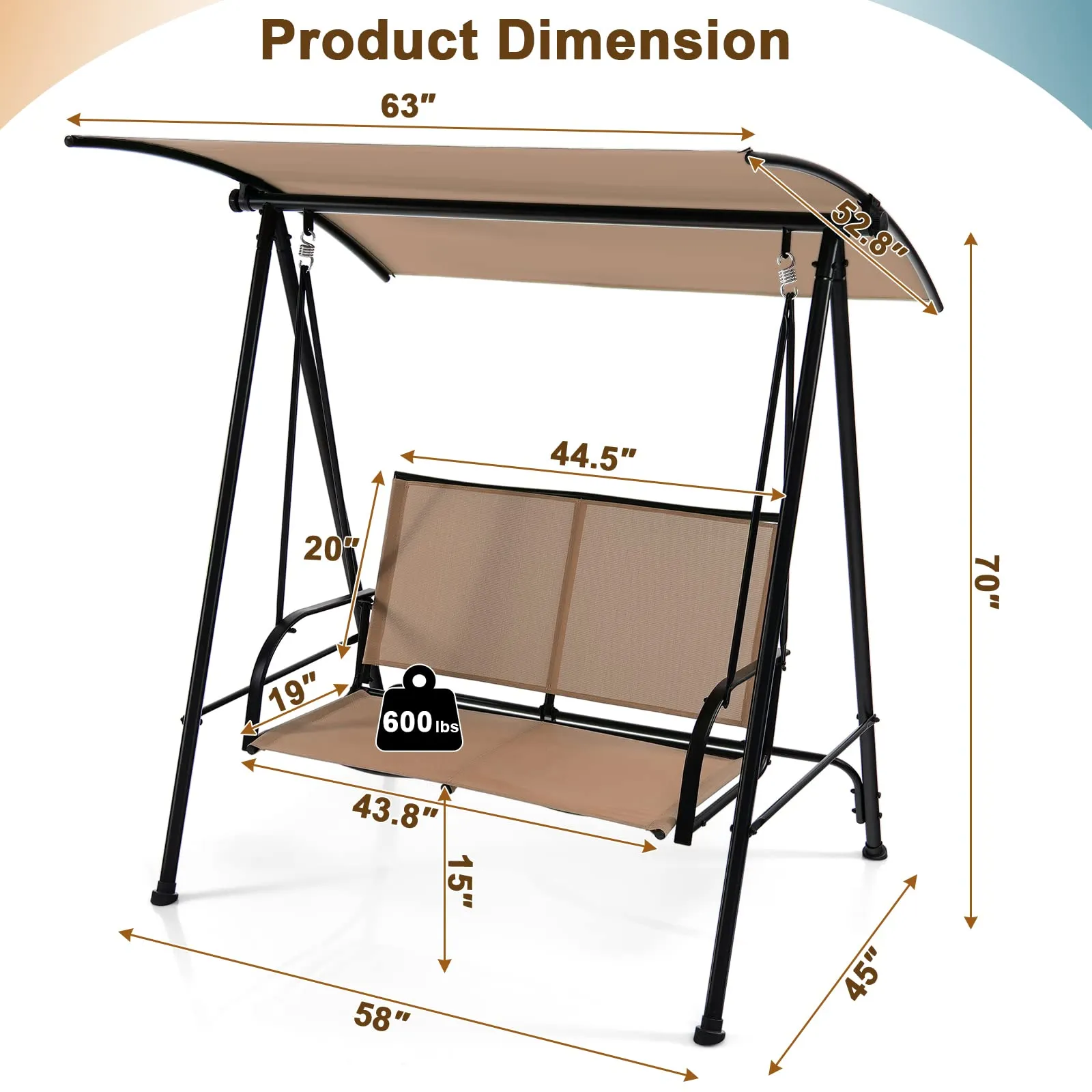 Tangkula 2 Person Porch Swing