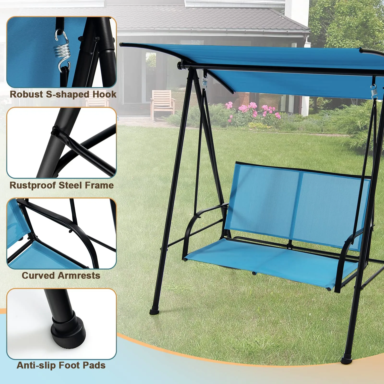 Tangkula 2 Person Porch Swing