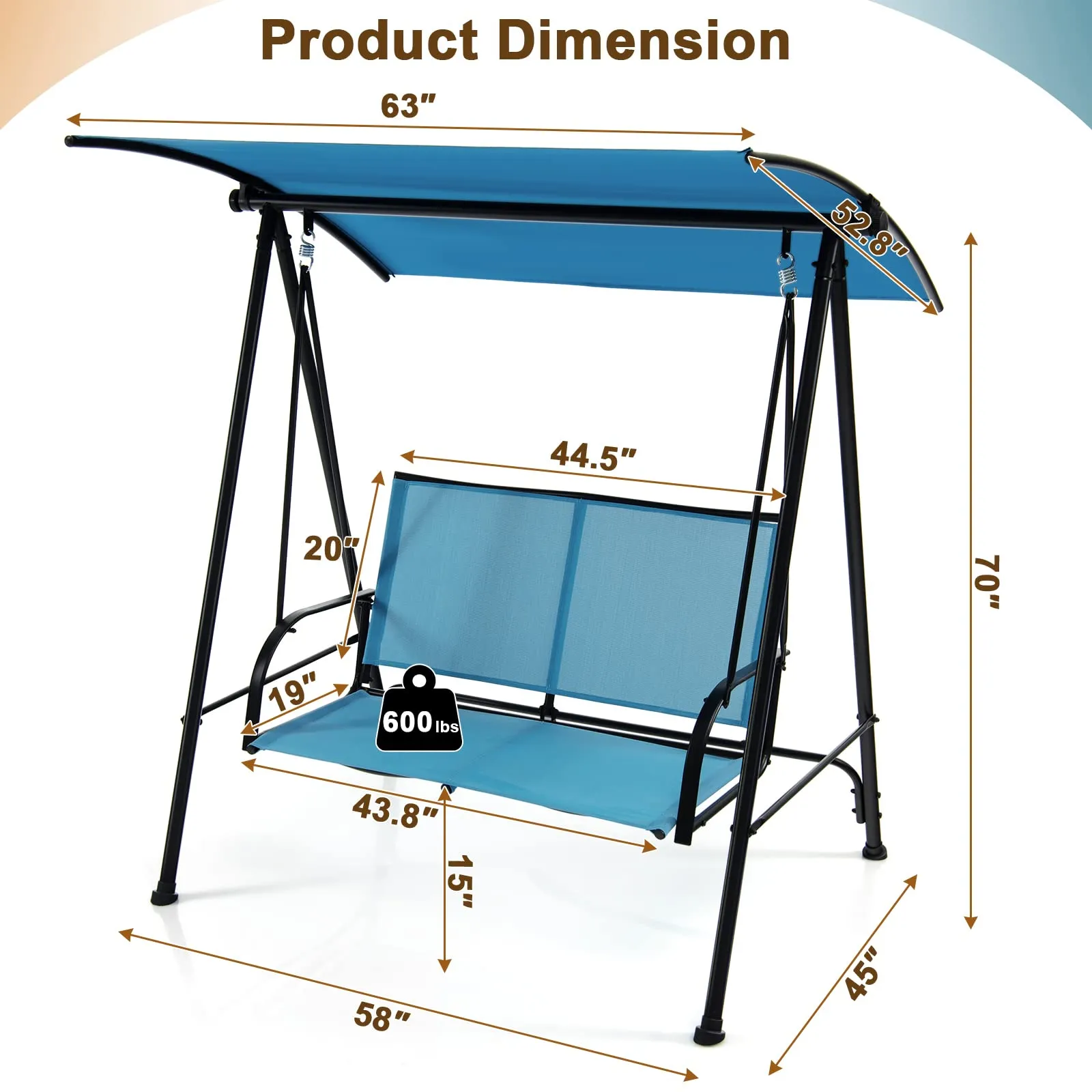 Tangkula 2 Person Porch Swing