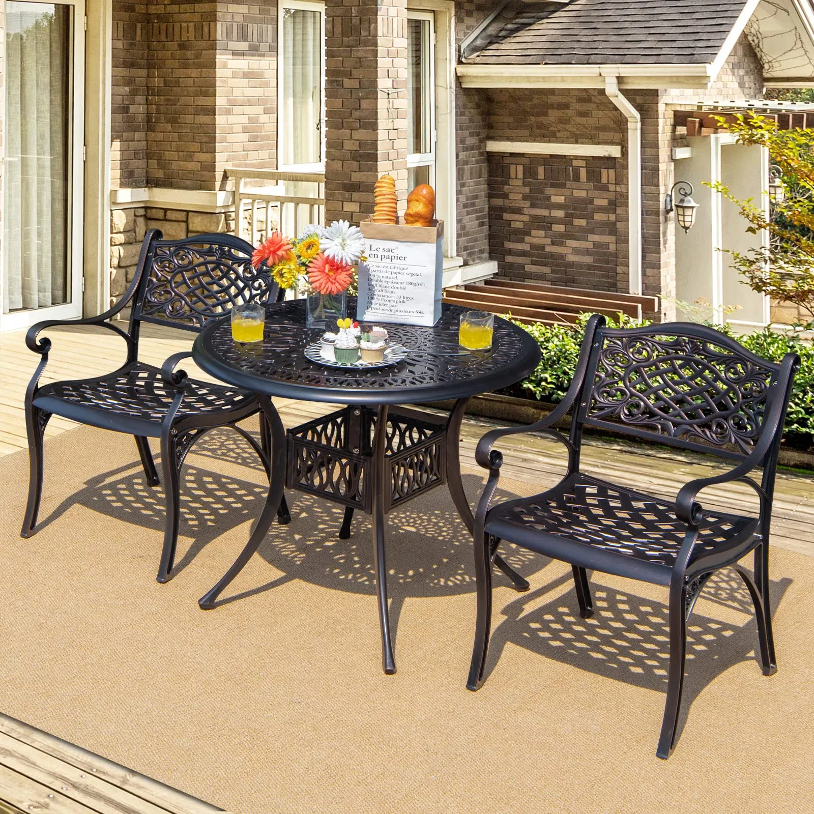 Tangkula 2 Pieces Outdoor Bistro Dining Chair Set