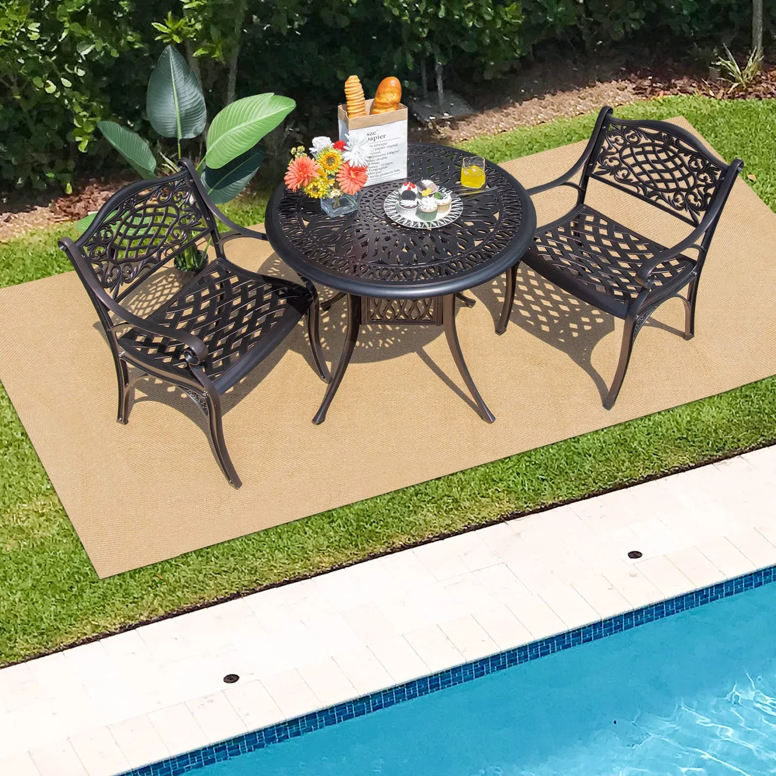 Tangkula 2 Pieces Outdoor Bistro Dining Chair Set