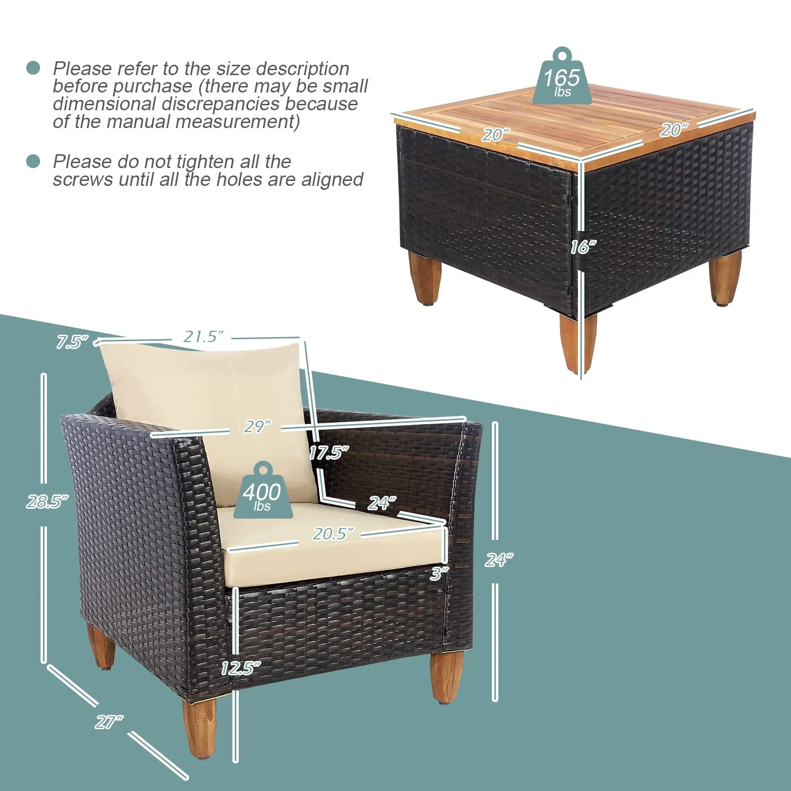 Tangkula 3-Piece Patio Furniture Set