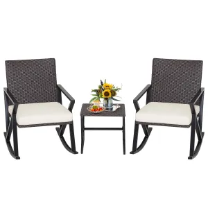 Tangkula 3 Piece Patio Rocking Set