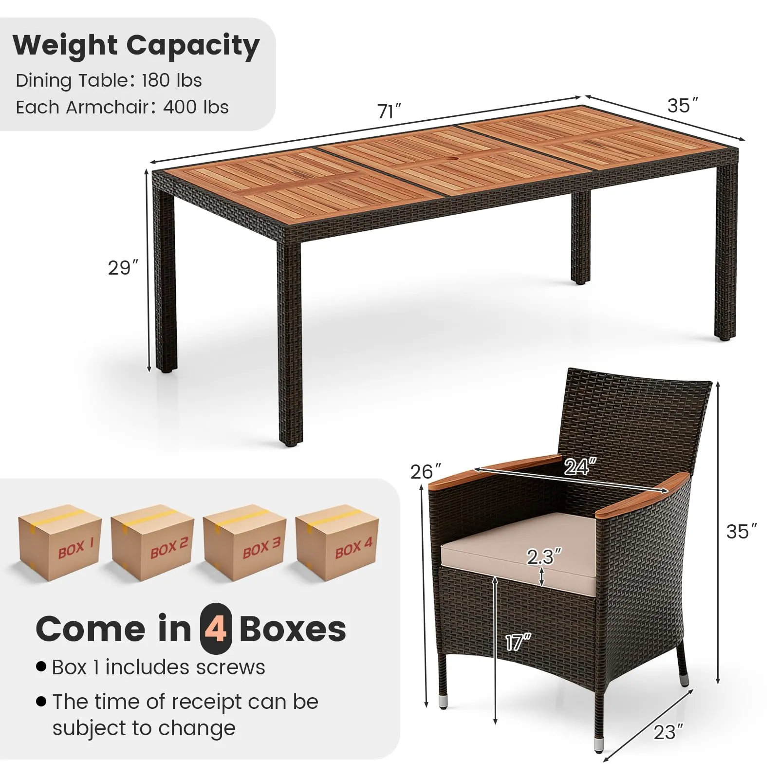 Tangkula 7 or 9 Piece Outdoor Dining Set