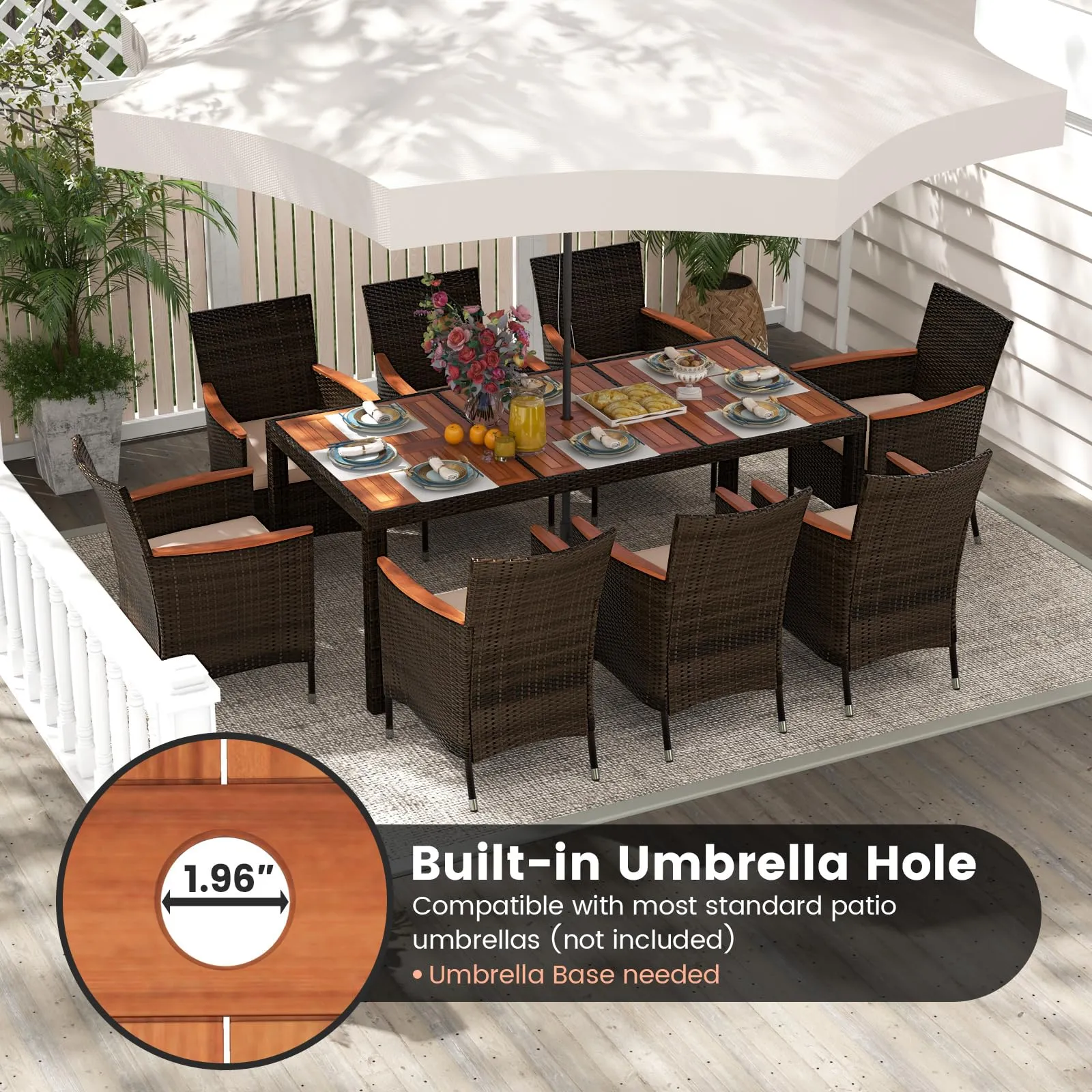 Tangkula 7 or 9 Piece Outdoor Dining Set