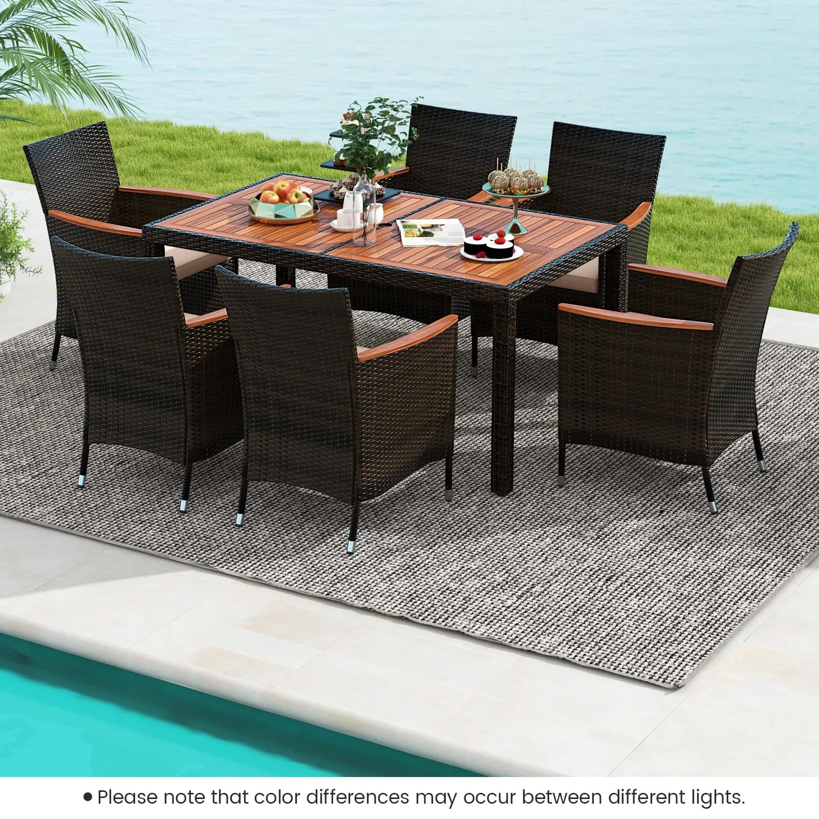 Tangkula 7 or 9 Piece Outdoor Dining Set