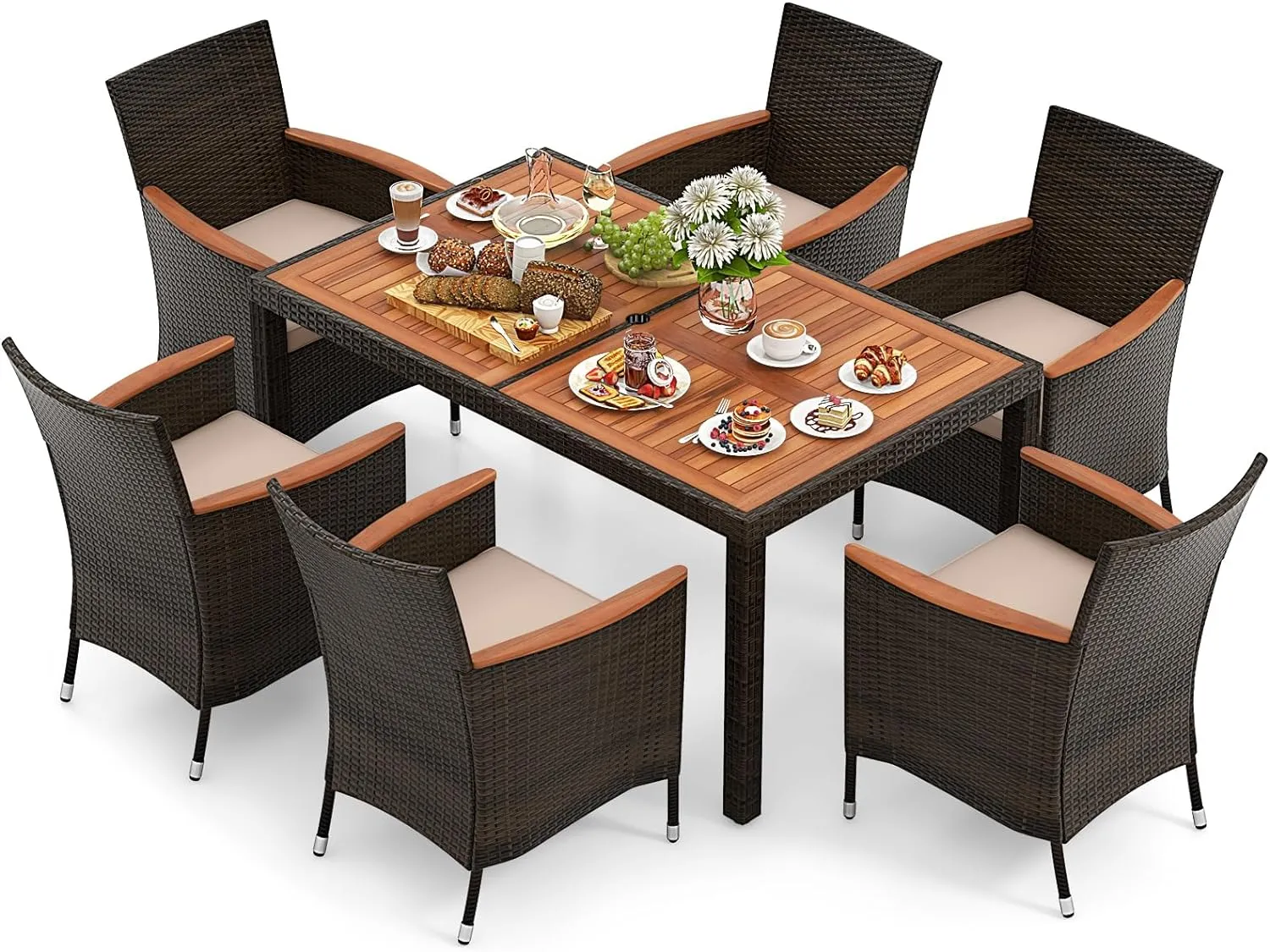 Tangkula 7 or 9 Piece Outdoor Dining Set