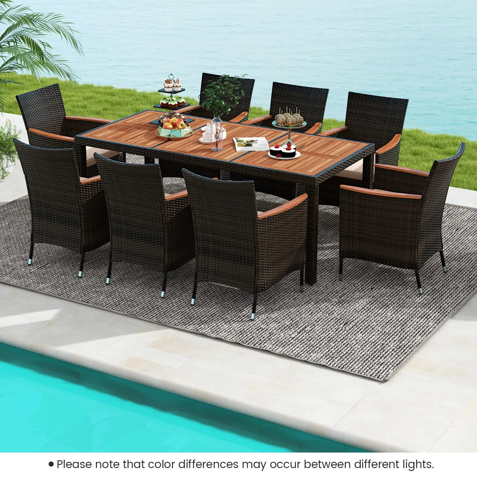 Tangkula 7 or 9 Piece Outdoor Dining Set