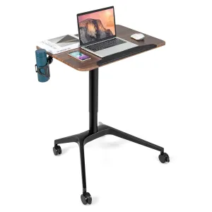 Tangkula Mobile Standing Desk, Height Adjustable Laptop Stand with Anti-Fall Baffle