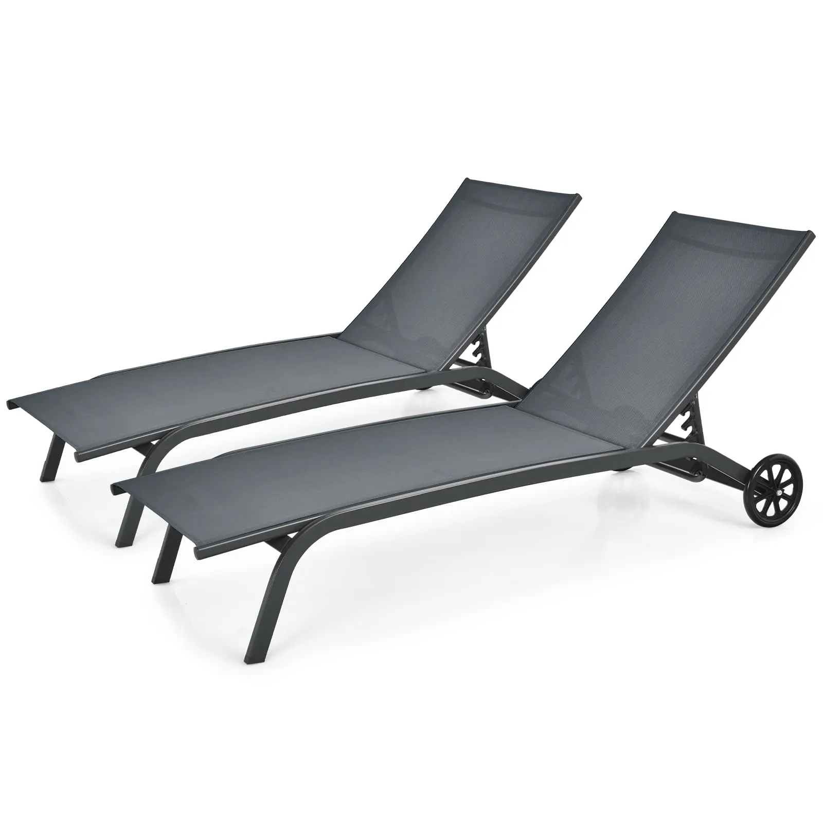 Tangkula Outdoor Chaise Lounge Chair, Patio Lounge Recliner with 6-Position Adjustable Backres