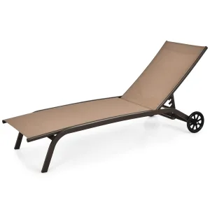 Tangkula Outdoor Chaise Lounge Chair, Patio Lounge Recliner with 6-Position Adjustable Backres