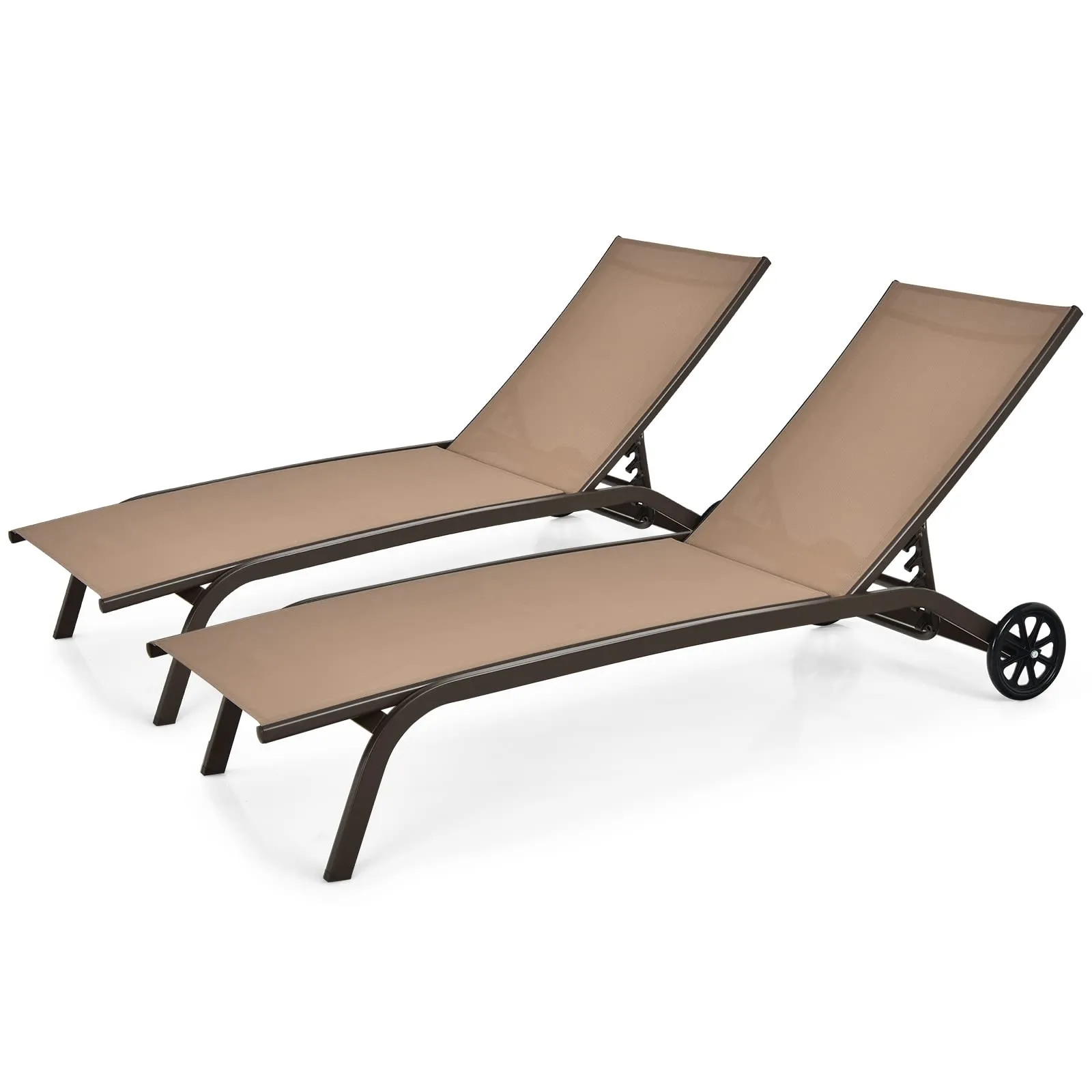 Tangkula Outdoor Chaise Lounge Chair, Patio Lounge Recliner with 6-Position Adjustable Backres