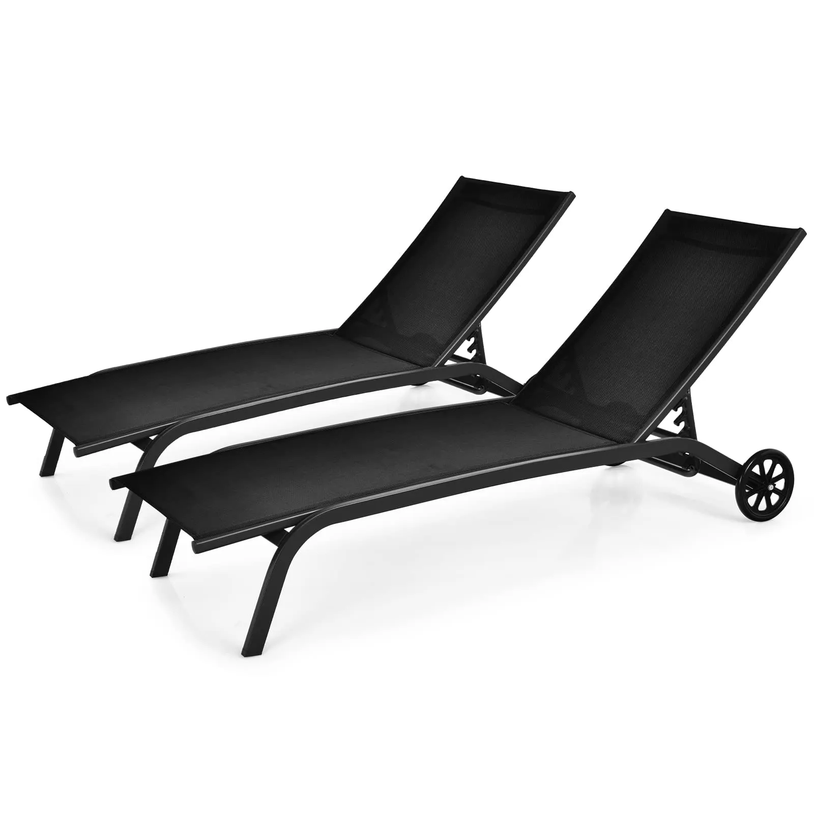 Tangkula Outdoor Chaise Lounge Chair, Patio Lounge Recliner with 6-Position Adjustable Backres