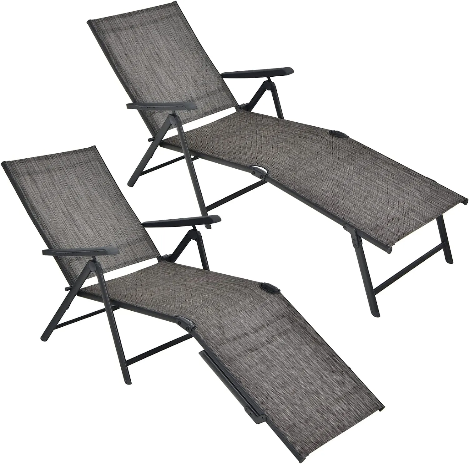 Tangkula Outdoor Chaise Lounge, Folding Recliner Lounge Chair with 5-Position Adjustable Backrest & 2-Position Footrest