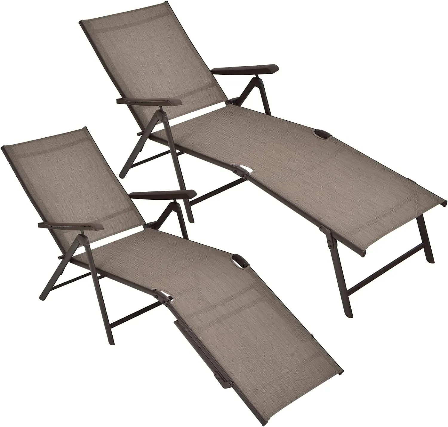 Tangkula Outdoor Chaise Lounge, Folding Recliner Lounge Chair with 5-Position Adjustable Backrest & 2-Position Footrest