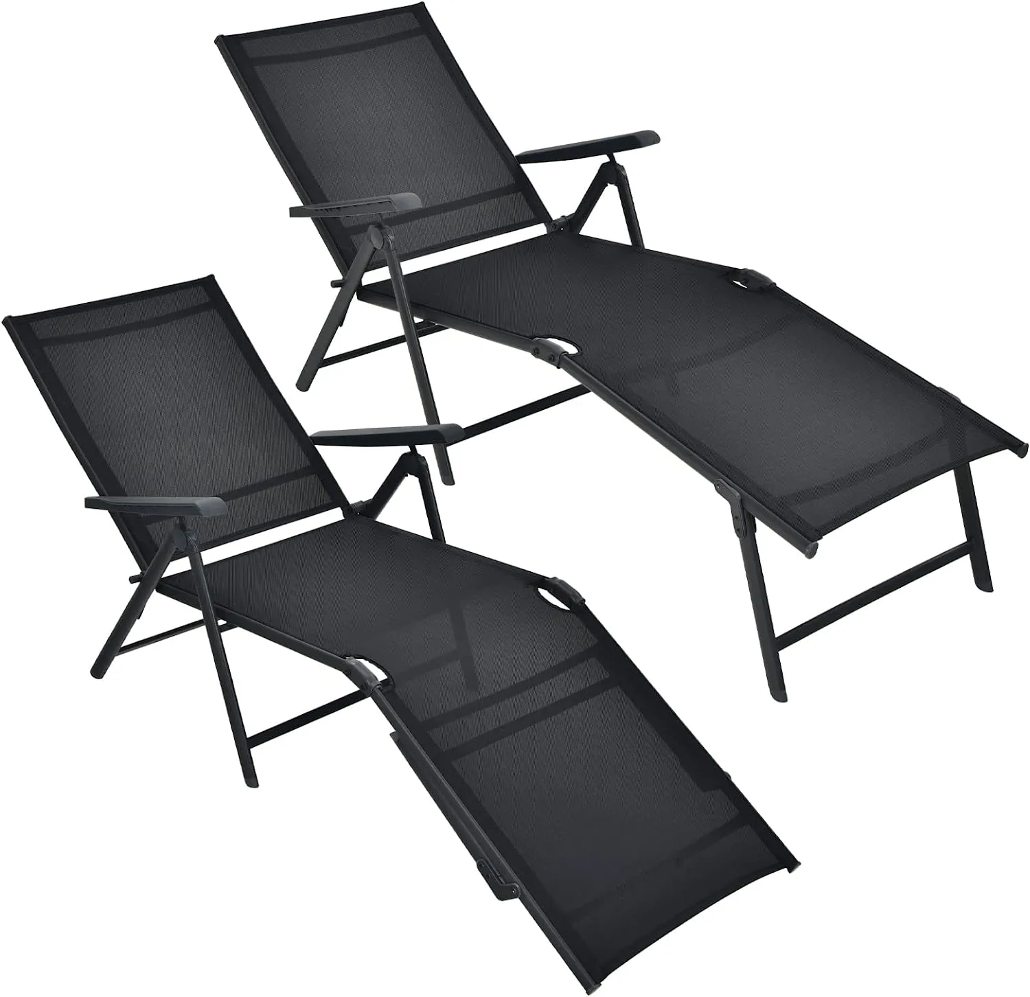 Tangkula Outdoor Chaise Lounge, Folding Recliner Lounge Chair with 5-Position Adjustable Backrest & 2-Position Footrest