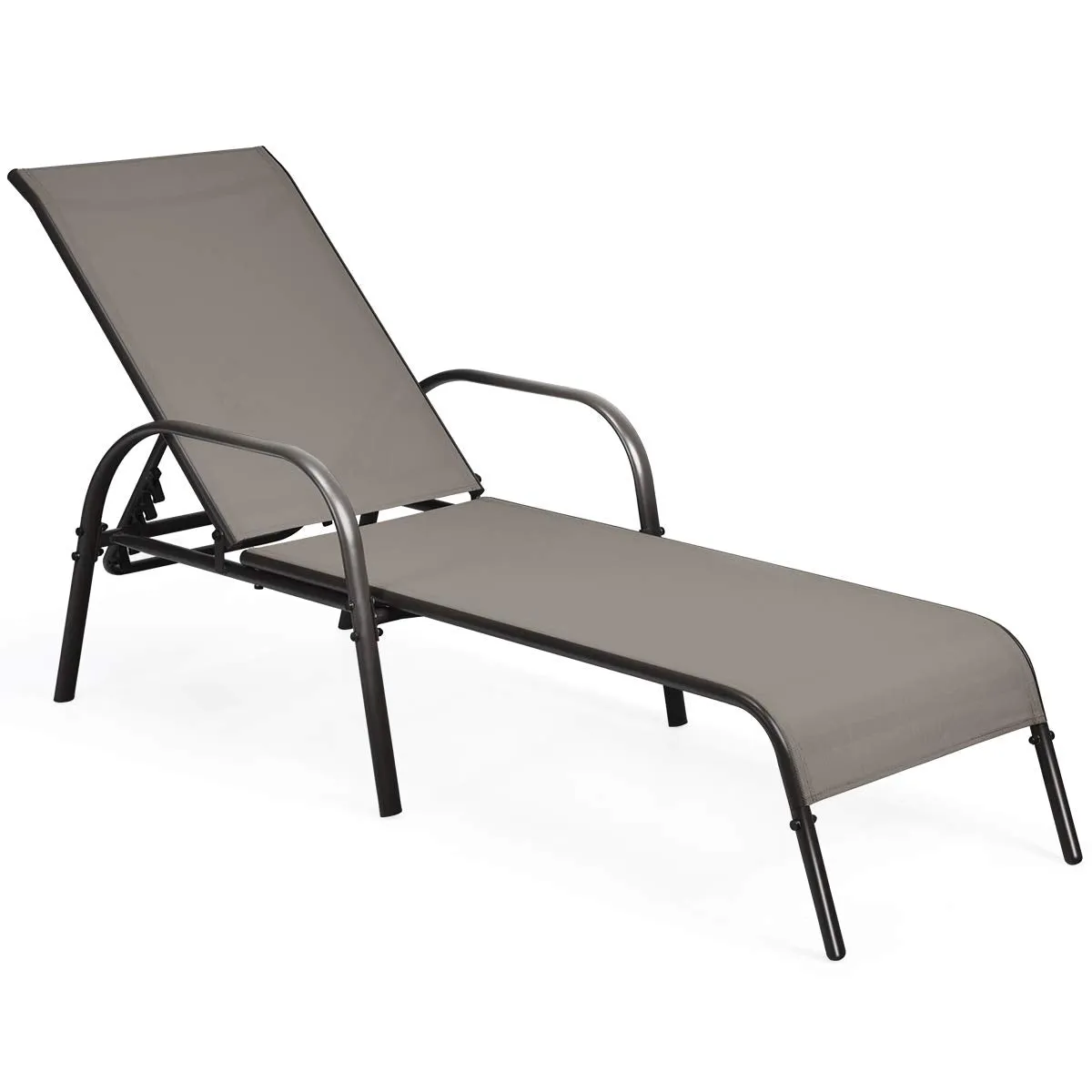 Tangkula Patio Chaise Lounge, Recliner Outdoor Lounger Chair w/Adjustable Backrest, Reclining Chair w/Heavy Duty Steel Frame