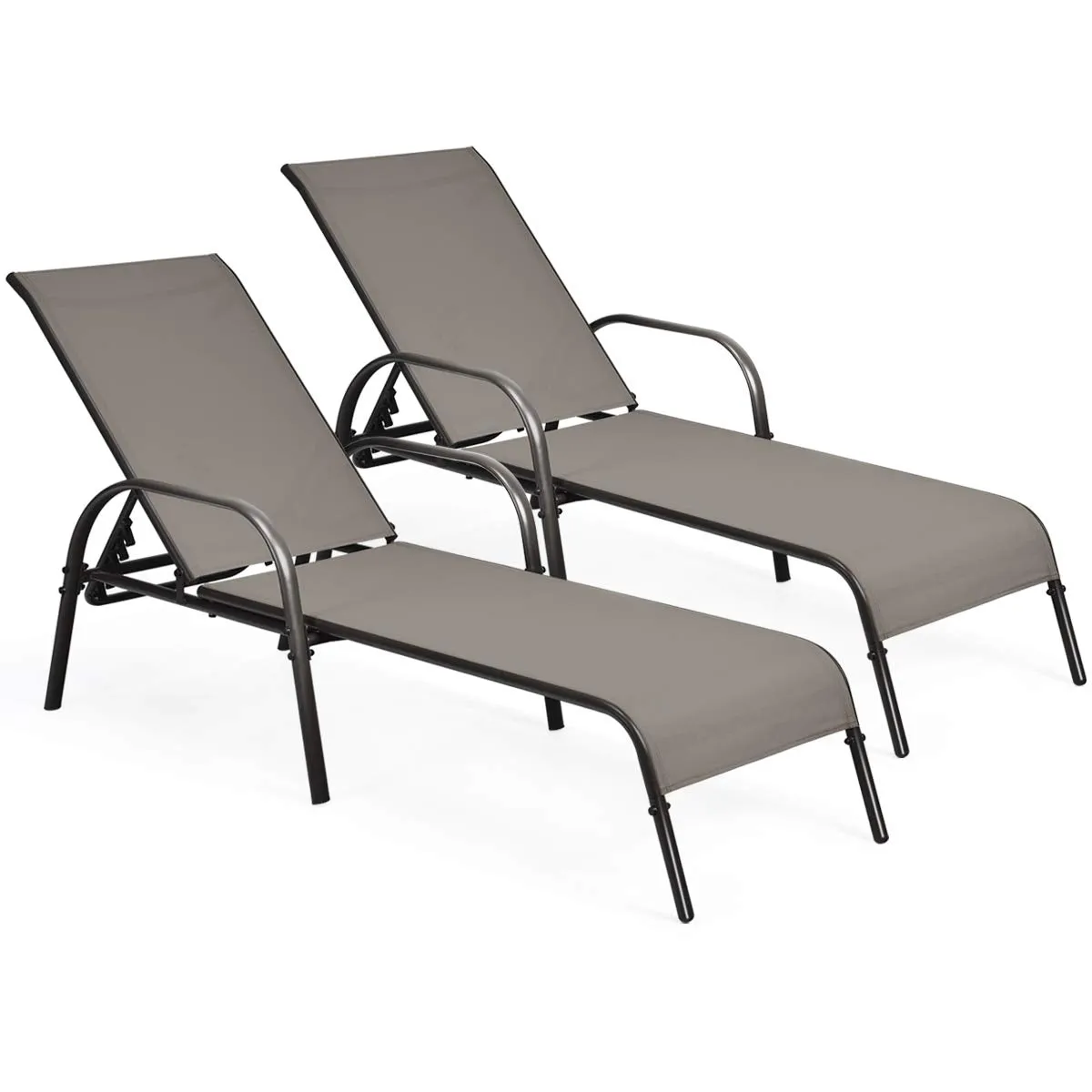 Tangkula Patio Chaise Lounge, Recliner Outdoor Lounger Chair w/Adjustable Backrest, Reclining Chair w/Heavy Duty Steel Frame