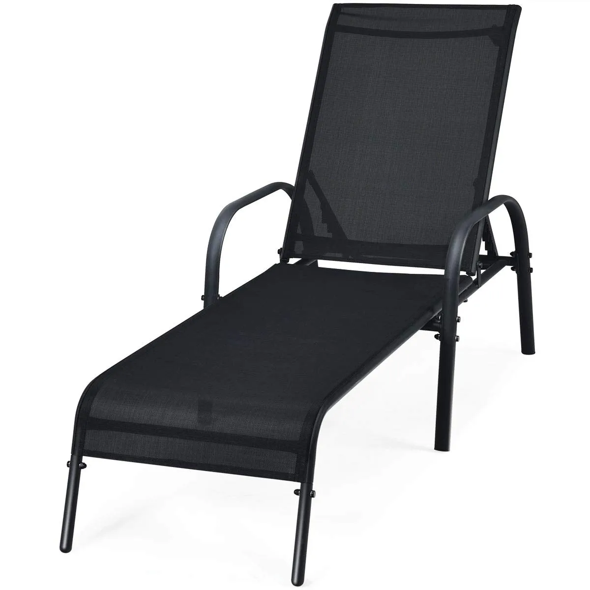 Tangkula Patio Chaise Lounge, Recliner Outdoor Lounger Chair w/Adjustable Backrest, Reclining Chair w/Heavy Duty Steel Frame