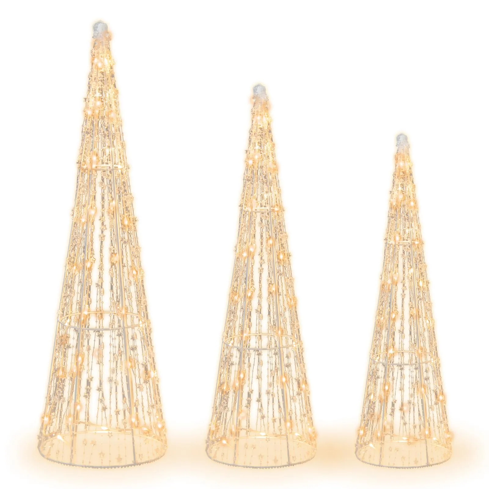 Tangkula Set of 3 Lighted Christmas Cone Trees