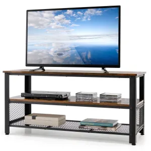 Tangkula TV Stand for TVs up to 50 Inch, 3-Tier Console Table, Entertainment Center with Open Storage Shelves