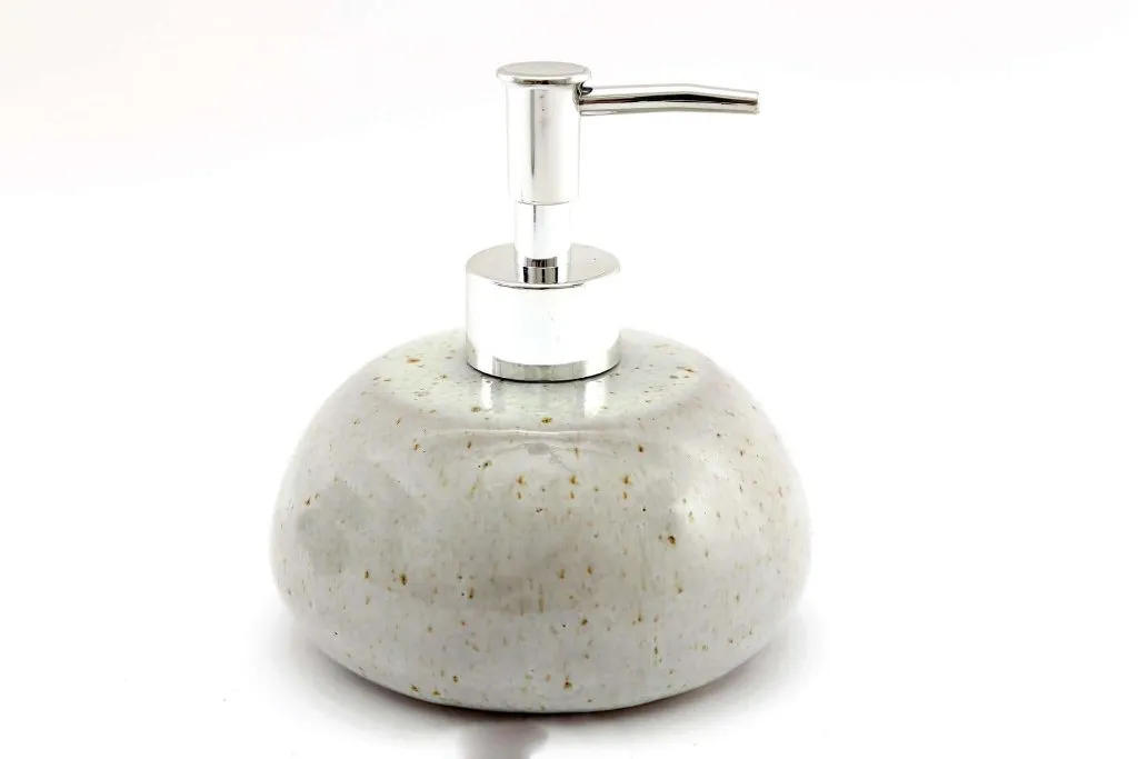 Taupe Ceramic Soap Dispenser - Modern Stone Effect Finish