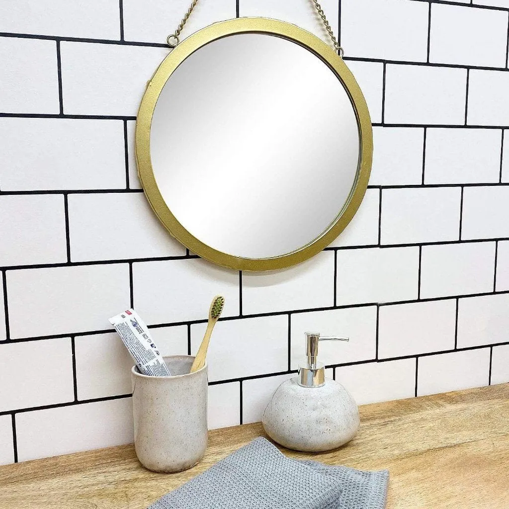 Taupe Ceramic Soap Dispenser - Modern Stone Effect Finish