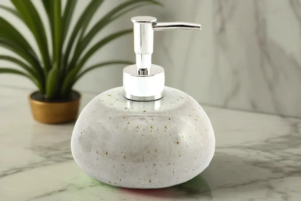 Taupe Ceramic Soap Dispenser - Modern Stone Effect Finish