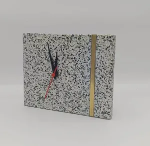 Terrazo Marble Table Clock, Grey and White