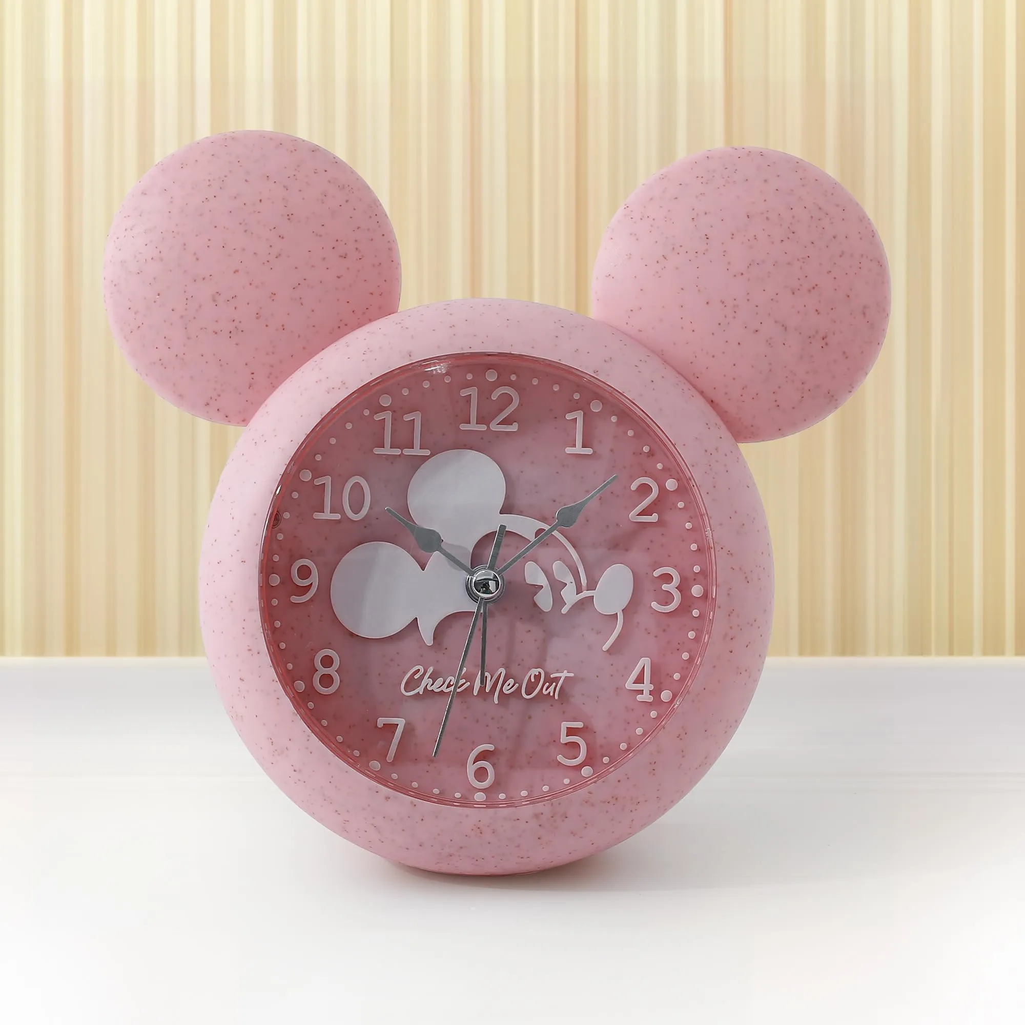 The Better Home Alarm Clock (15cm) |Alarm Clock For Students |Alarm Clock For Bedroom| Loud Alarm Clock For Heavy Sleepers| Alarm Clock For Kids |Mickey Mouse Shaped Table Clock For Study Table - Pink