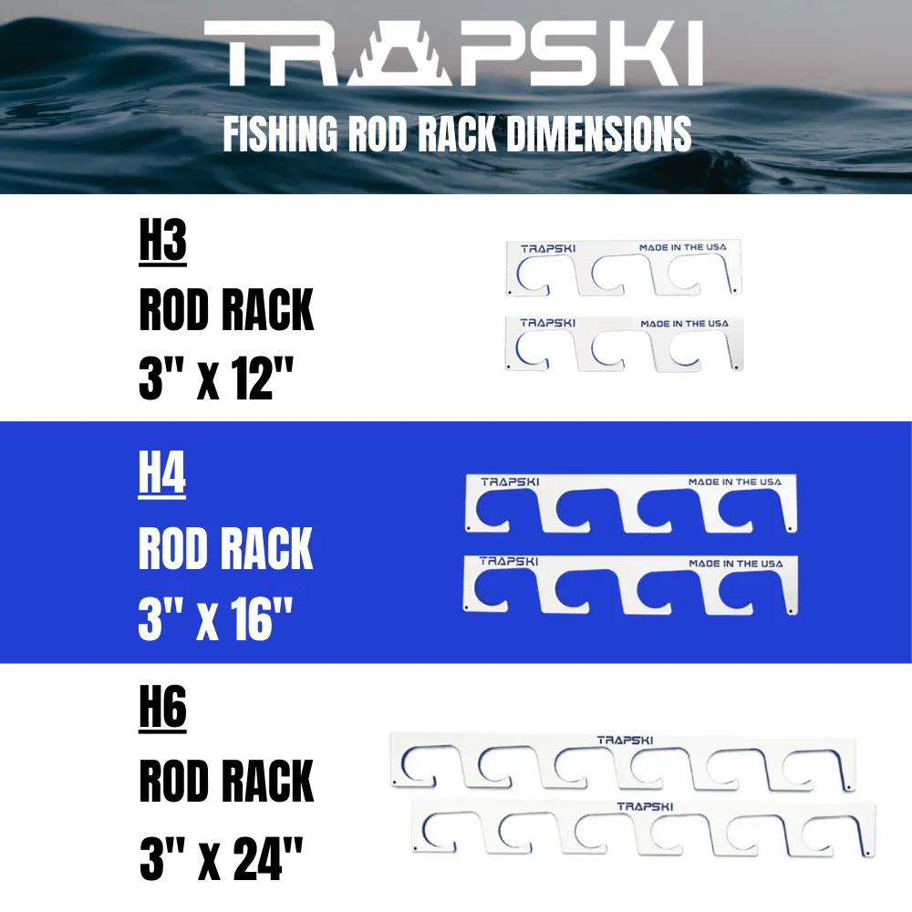 TRAPSKI Premium Fishing Rod/Pole Holder Rack Organizers | Wall or Ceiling or Boat Mounted Fishing Rod Rack | Durable Marine Grade HDPE Plastic | Stackable Storage