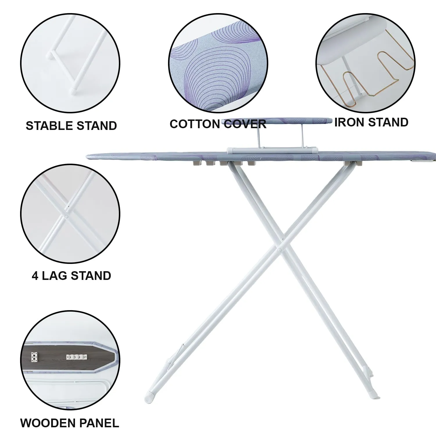 Urbane Home 42 Inch Ironing Board With Small Board|Ironing Stand For Clothes|Press Table for Home (Multi)