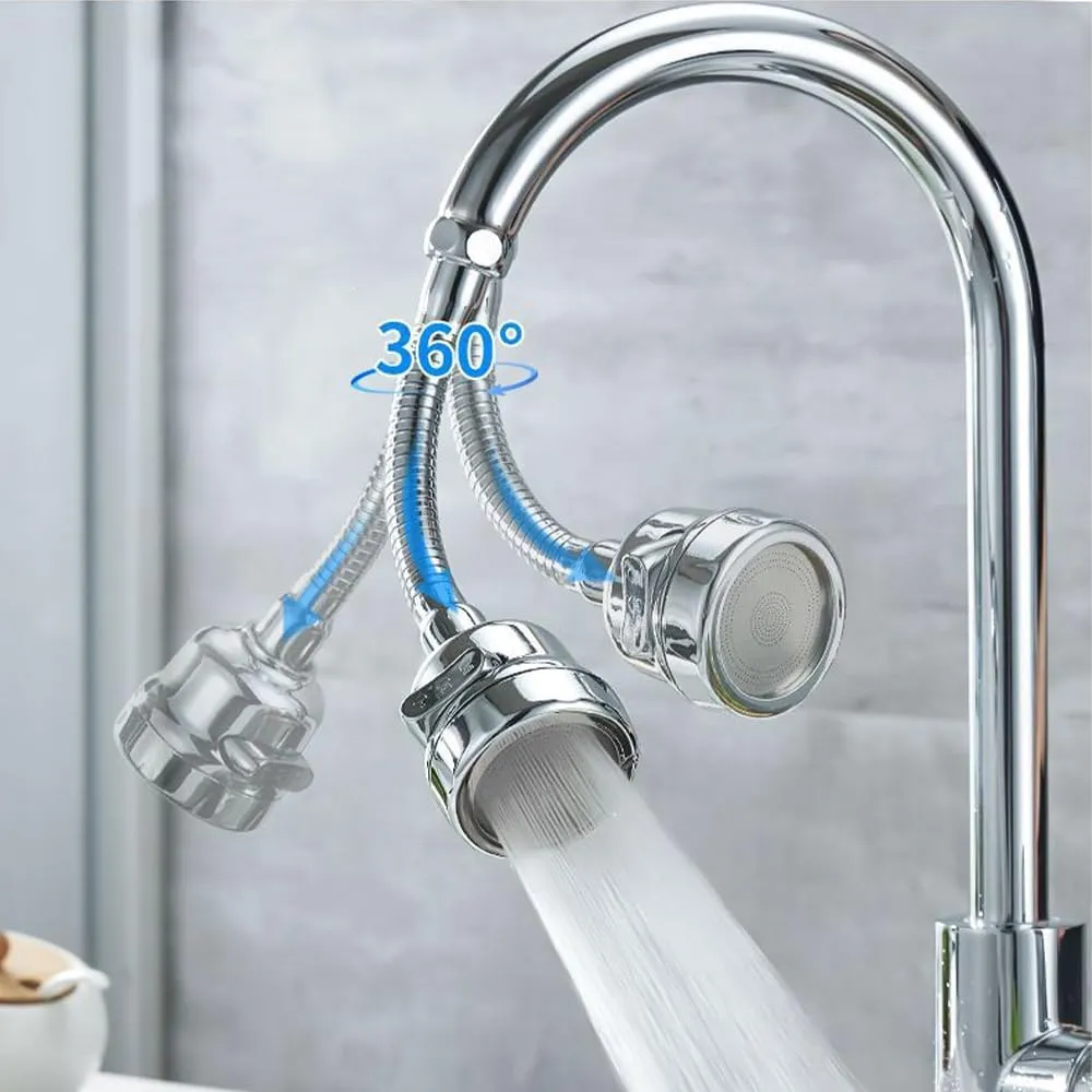 Urbane Home Kitchen Faucet | 360 Degree Rotation Swivel Faucet | Adjustable Faucet Extension Tube | Faucet Water Saving for Sink Taps | JN-002 | Silver