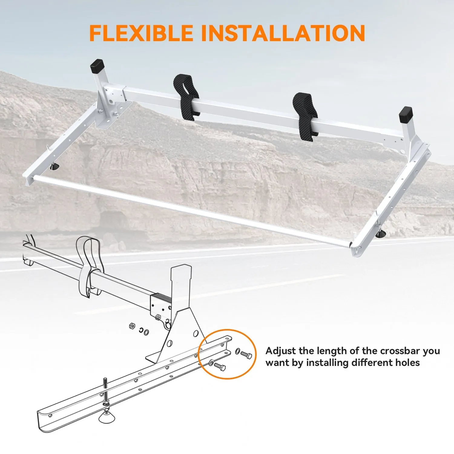 Van Roof Ladder Racks with Rear Cargo Roller for Ford Transit 150 250 350