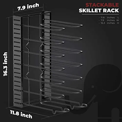 Vdomus Pot Rack Organizer Adjustable Black Metal 8 Pots Holder