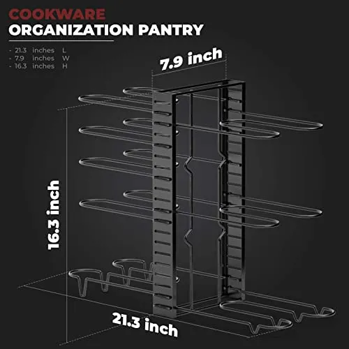 Vdomus Pot Rack Organizer Adjustable Black Metal 8 Pots Holder