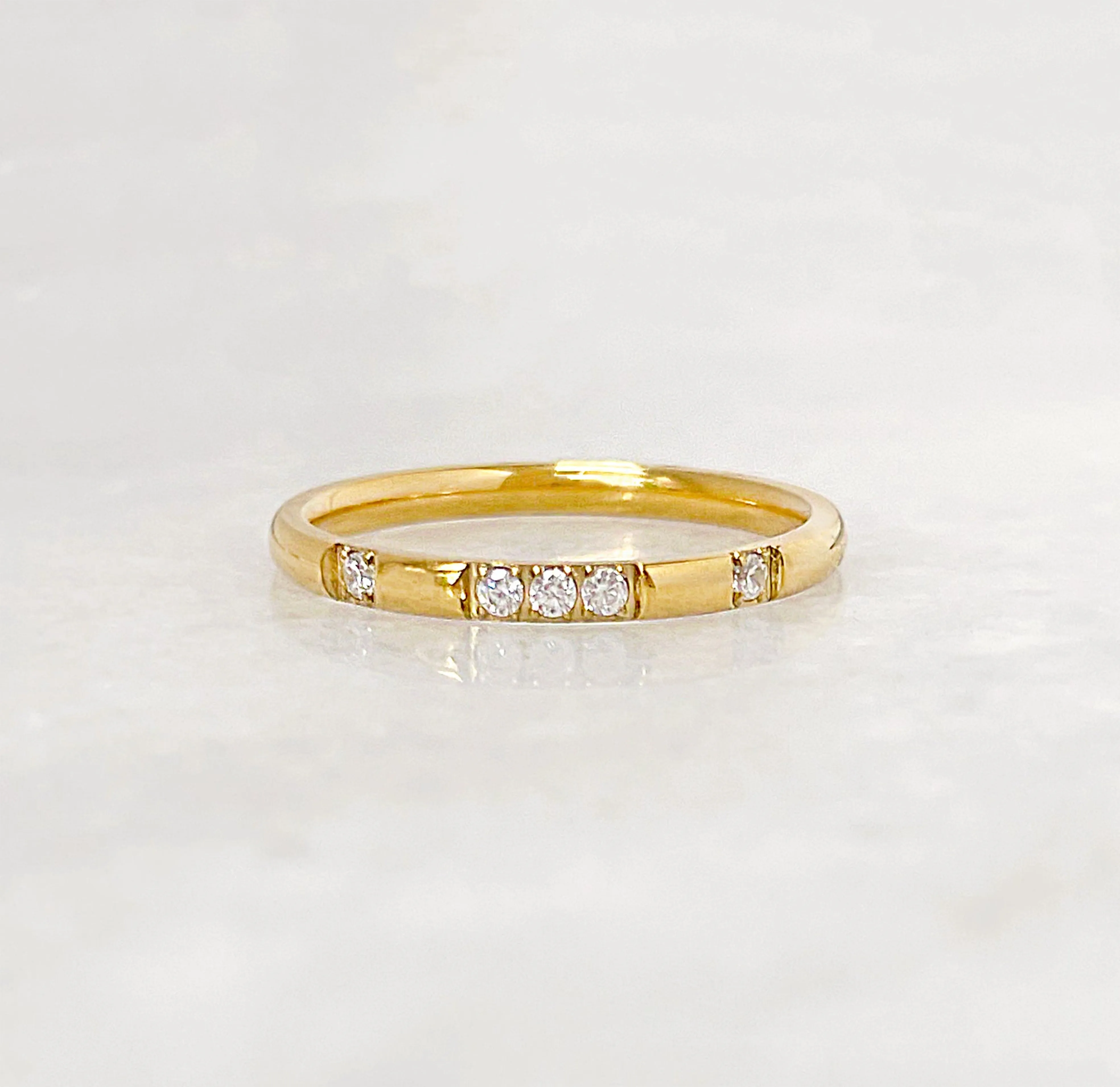 VEDA DAINTY GOLD CZ DIAMOND STACKABLE RING