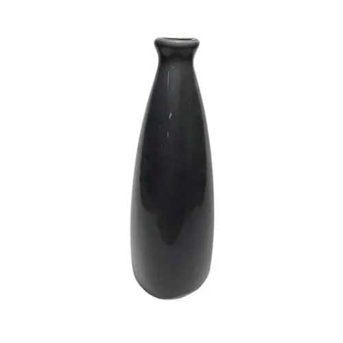 VYNORA Triangular Bottle Shape Flower Vase | Money Plant vase | Dry Flower Vase |Home Decor Office Table Living Room Center Table Premium Matte Finish (Black-po1)