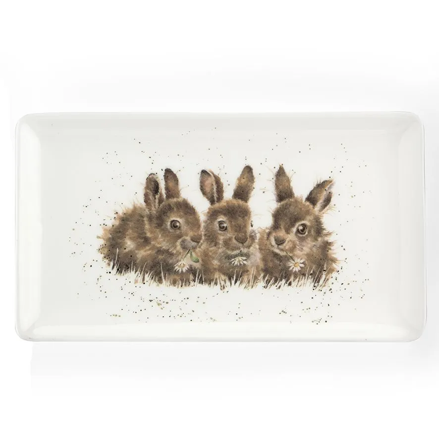 Wrendale Daisy Chain Rabbit Rectangular Trinket Tray